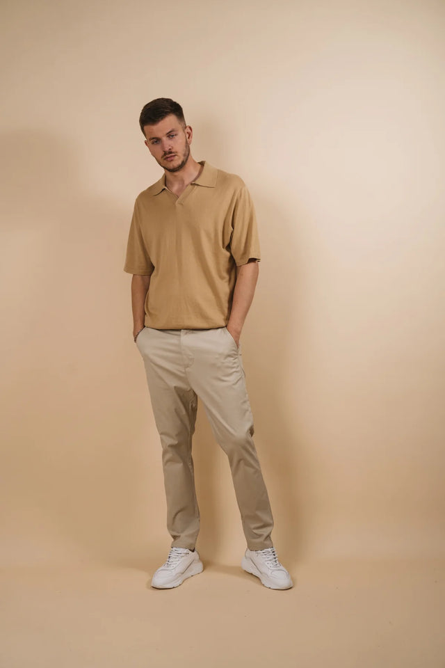 Stark Knit Polo - Beige-Shirts & Tops-Kore Studios-S-UPTOWN LOCAL