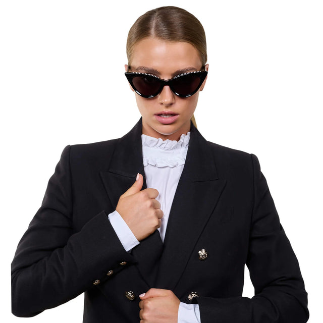 Raven Crystal - Gloss Black w. Swarovski Crystal / Black Lens-Sunglasses-Valley-UPTOWN LOCAL