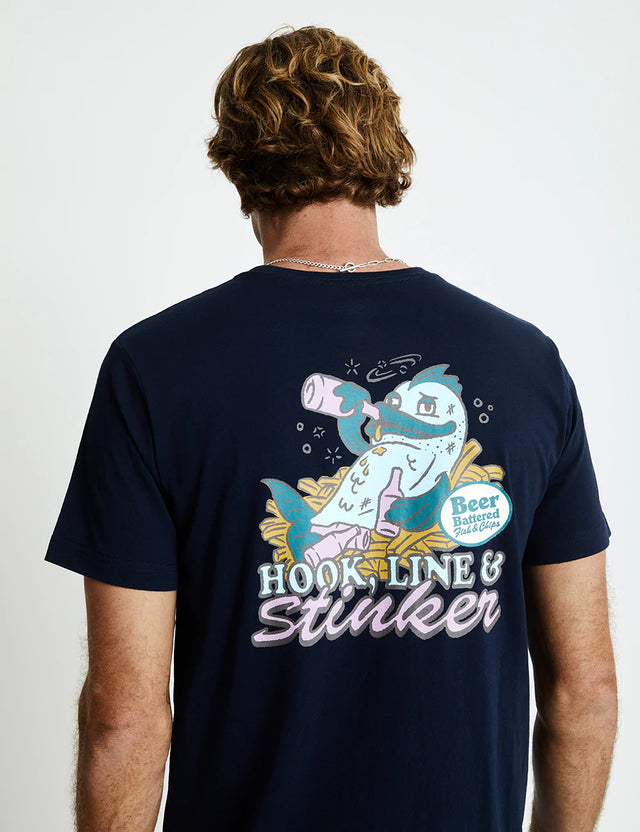 Tourist Tee - Fish N’ Chips Navy-Shirts & Tops-Mr. Simple-S-UPTOWN LOCAL
