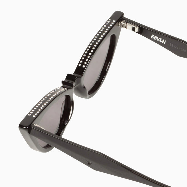 Raven Crystal - Gloss Black w. Swarovski Crystal / Black Lens-Sunglasses-Valley-UPTOWN LOCAL