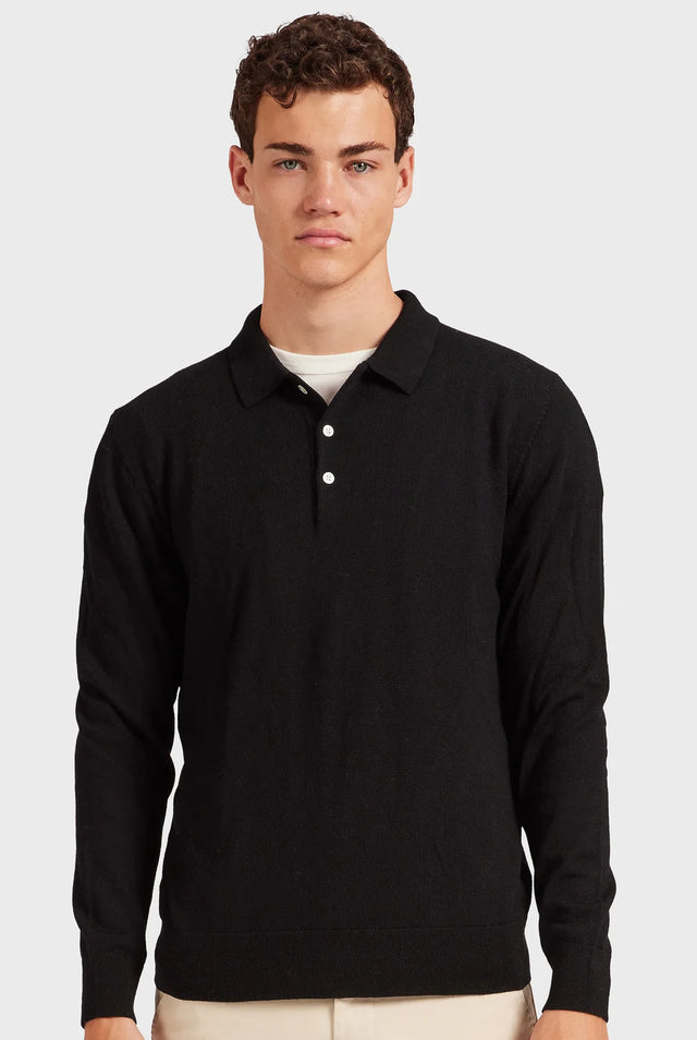 Merino Polo - Black-Polo-Academy Brand-S-UPTOWN LOCAL