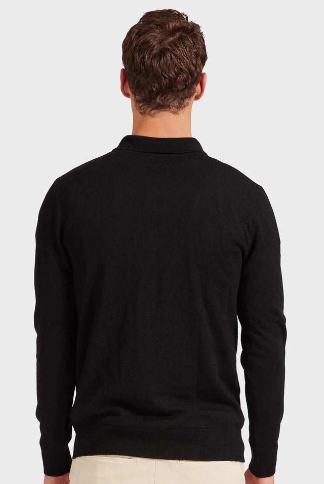 Merino Polo - Black-Polo-Academy Brand-S-UPTOWN LOCAL
