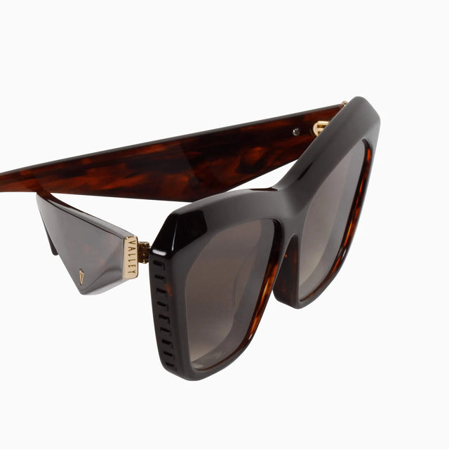 Piaf - Tobacco Tort w. Black Swarovski Crystals Gold Metal Trim / Polarised Brown Gradient Lens-Sunglasses-Valley-UPTOWN LOCAL