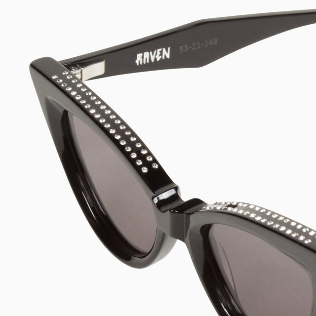 Raven Crystal - Gloss Black w. Swarovski Crystal / Black Lens-Sunglasses-Valley-UPTOWN LOCAL