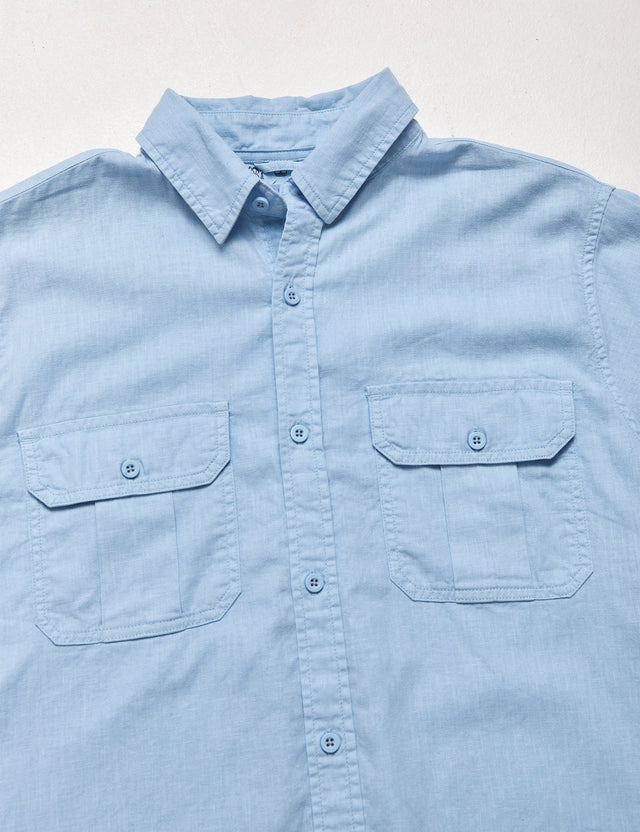 Steve McQueen SS Safari Shirt -Vintage Blue-Shirts & Tops-Mr. Simple-S-UPTOWN LOCAL