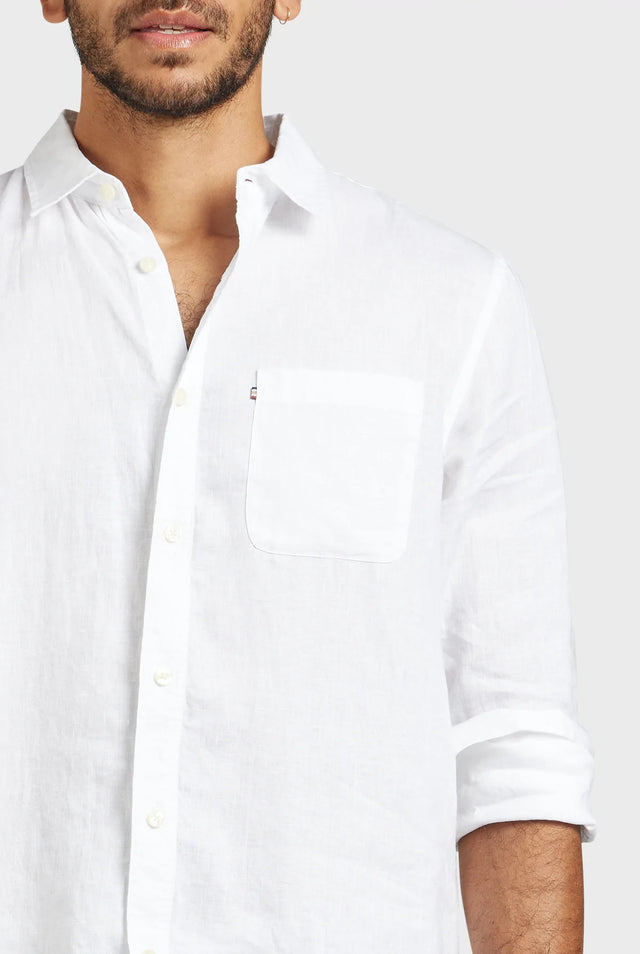 Hampton Linen Shirt White-Shirts-Academy Brand-XS-UPTOWN LOCAL