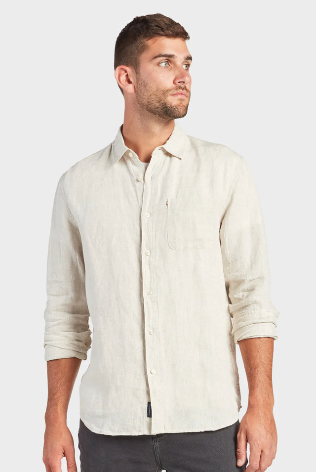 Hampton Linen Shirt Oatmeal-Shirts-Academy Brand-S-UPTOWN LOCAL