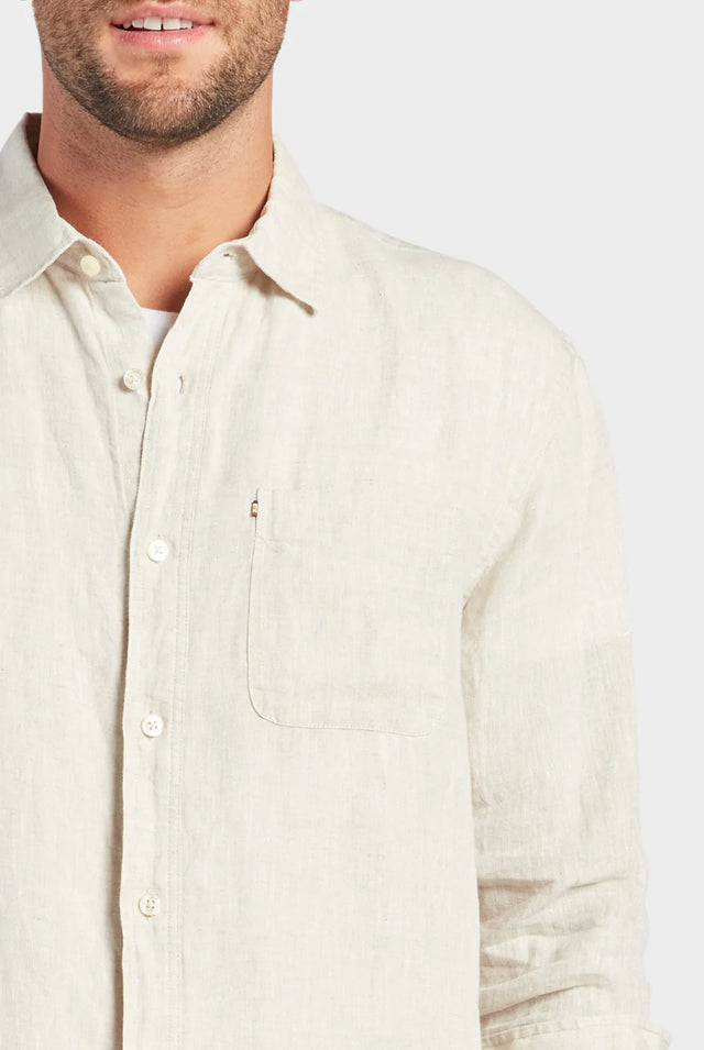 Hampton Linen Shirt Oatmeal-Shirts-Academy Brand-S-UPTOWN LOCAL