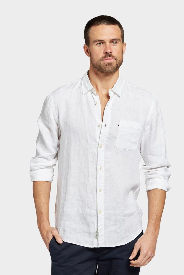 Hampton Linen Shirt White-Shirts-The Academy Brand-UPTOWN LOCAL