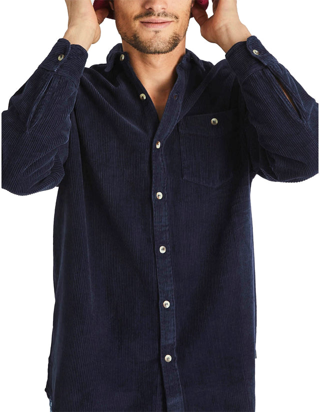 Men at Work Fat Cord Shirt - Navy-Shirts-Rolla's-S-UPTOWN LOCAL