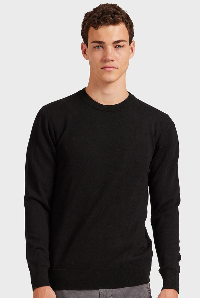 Merino Crew - Black-Jumpers-Academy Brand-S-UPTOWN LOCAL