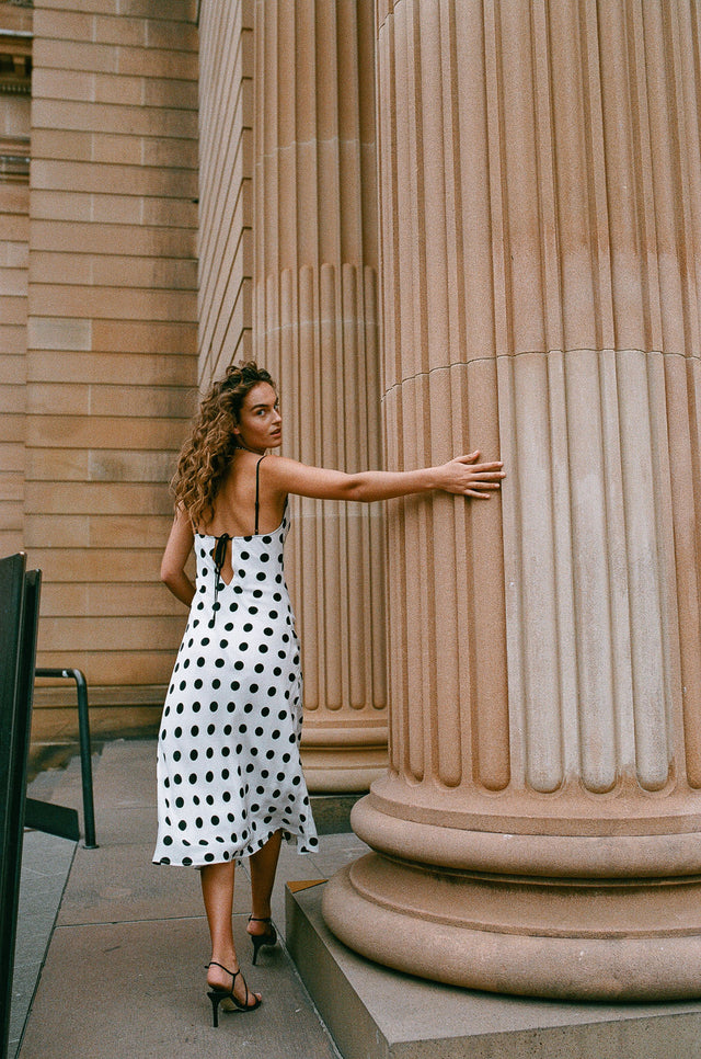 Milena Silk Dress Black Spot-Dresses-Hansen and Gretel-UPTOWN LOCAL