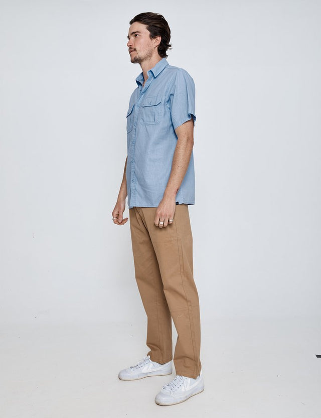 Steve McQueen SS Safari Shirt -Vintage Blue-Shirts & Tops-Mr. Simple-S-UPTOWN LOCAL