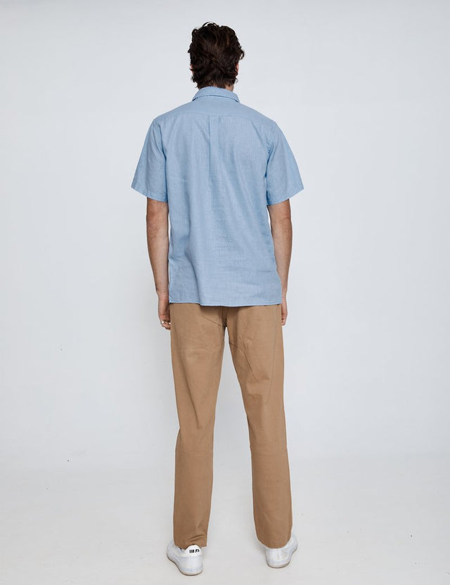 Steve McQueen SS Safari Shirt -Vintage Blue-Shirts & Tops-Mr. Simple-S-UPTOWN LOCAL