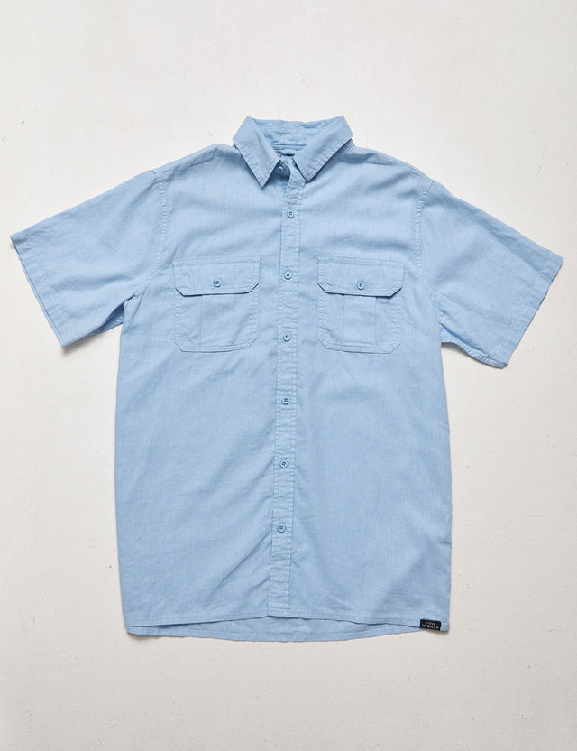 Steve McQueen SS Safari Shirt -Vintage Blue-Shirts & Tops-Mr. Simple-S-UPTOWN LOCAL