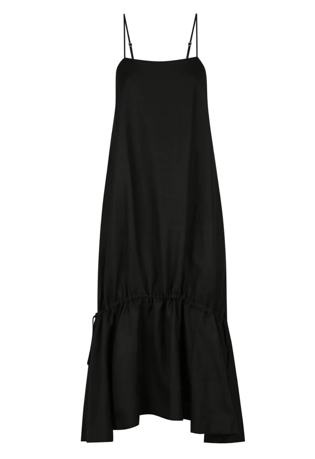 Morgan Linen Lantern Midi Dress - Black-Dresses-Shona Joy-6-UPTOWN LOCAL