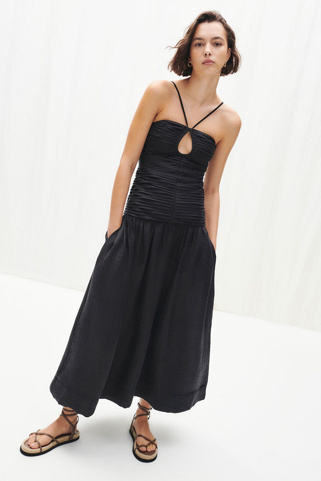Thea Keyhole Midi Dress Black-Dresses-Shona Joy-6-UPTOWN LOCAL