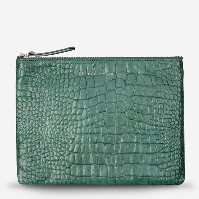 Fake It Clutch-Wallet-Status Anxiety-Teal Croc Emboss-UPTOWN LOCAL
