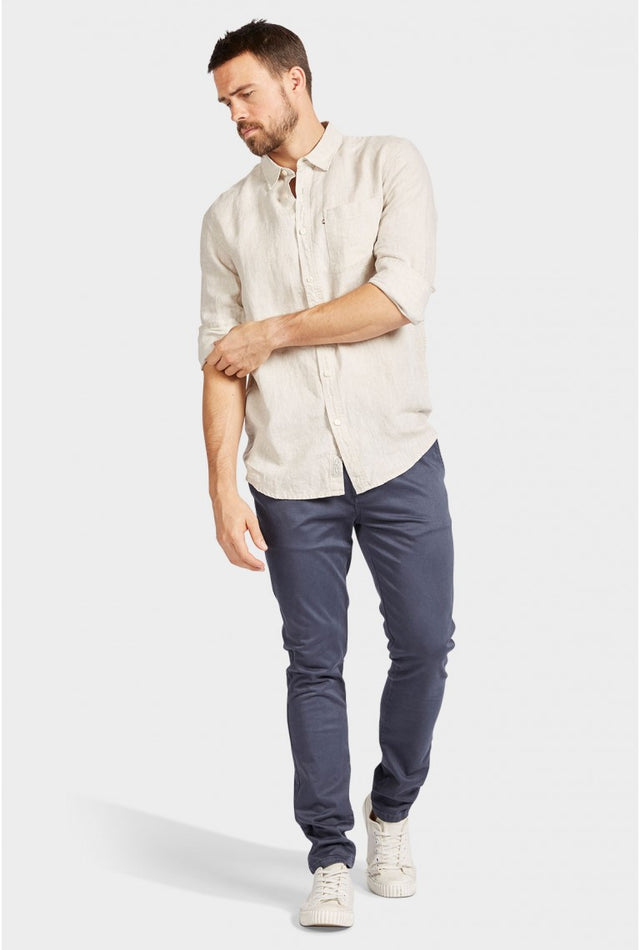 Hampton Linen Shirt Oatmeal-Shirts-The Academy Brand-UPTOWN LOCAL