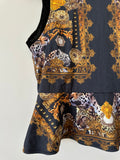 MAURIE & EVE - TIGER PINT PEPLUM TOP - BLACK / GOLD - 10-Shirts-UPTOWN VINTAGE-UPTOWN LOCAL