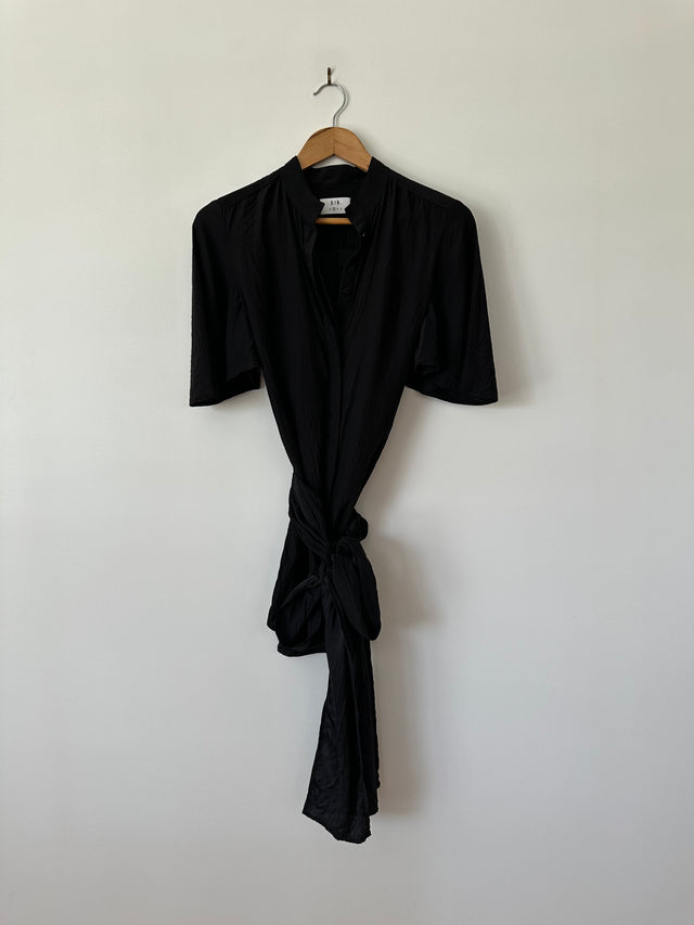 SIR THE LABEL - SILK WRAP SHIRT - BLACK - 1 / S-Shirts-UPTOWN VINTAGE-UPTOWN LOCAL