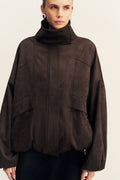 SHONA JOY - Ernest Funnel Neck Bomber Jacket - Cocao Caco-Jackets-Shona Joy-6-UPTOWN LOCAL
