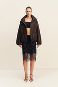 SHONA JOY - Ernest Funnel Neck Bomber Jacket - Cocao Caco-Jackets-Shona Joy-6-UPTOWN LOCAL