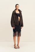 SHONA JOY - Ernest Funnel Neck Bomber Jacket - Cocao Caco-Jackets-Shona Joy-6-UPTOWN LOCAL