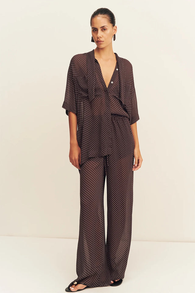 SHONA JOY - Maddox Drawstring Pant - Ristretto / Sky