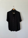 BLANCA - LINEN / RAYON PINSTRIPE SHIRT - BLACK - S/M-Shirts-UPTOWN VINTAGE-UPTOWN LOCAL