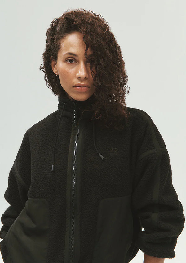 PE NATION - Lennon Sherpa Jacket - Black-Activewear-PE Nation-XS-UPTOWN LOCAL
