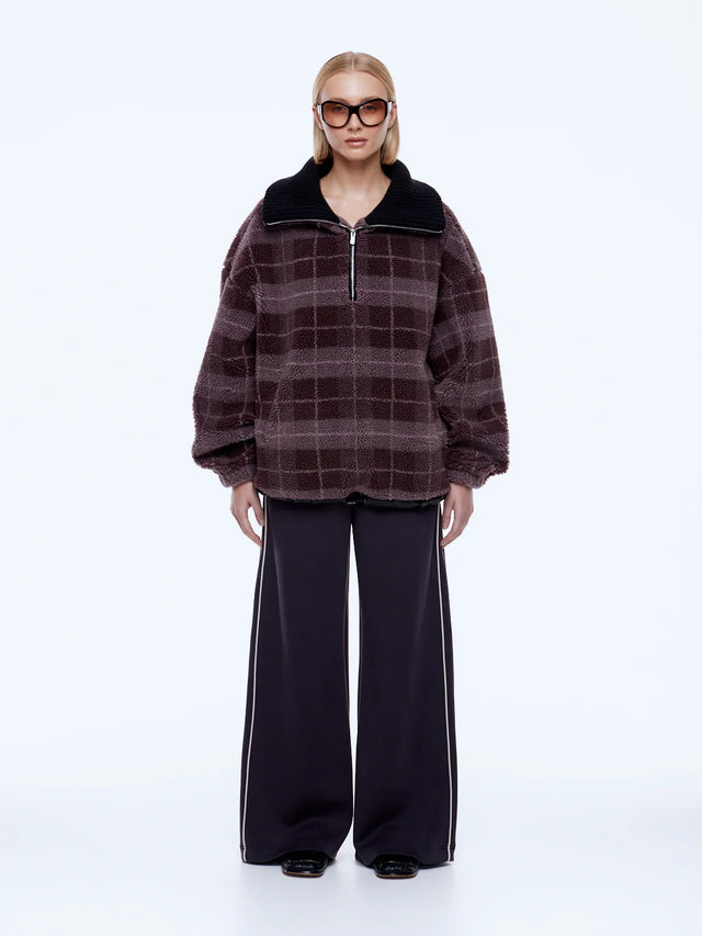 ENA PELLY - Winnie QTR Zip - Burgundy Check