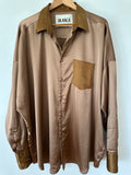 BLANCA - OVERSIZED SHIRT - CHOCOLATE - ONE SIZE-Shirts-UPTOWN VINTAGE-UPTOWN LOCAL