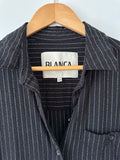 BLANCA - LINEN / RAYON PINSTRIPE SHIRT - BLACK - S/M-Shirts-UPTOWN VINTAGE-UPTOWN LOCAL