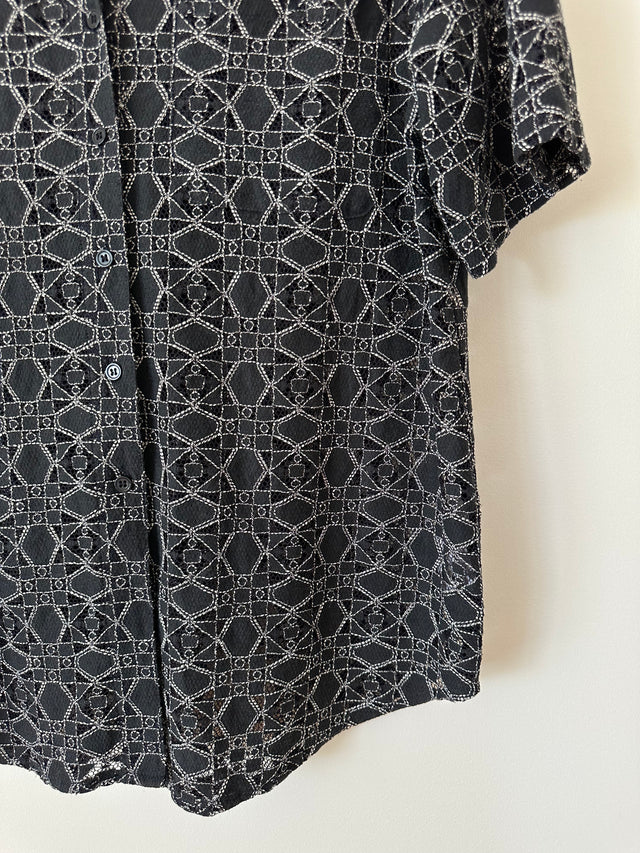 BLANCA - DETAIL PATTERN SHIRT - DK NAVY - XS/S-Shirts-UPTOWN VINTAGE-UPTOWN LOCAL