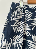 VANISHING ELEPHANT - PALM PRINT PLEAT COTTON SHORTS - NAVY / WHITE - 10-Shorts-UPTOWN VINTAGE-UPTOWN LOCAL