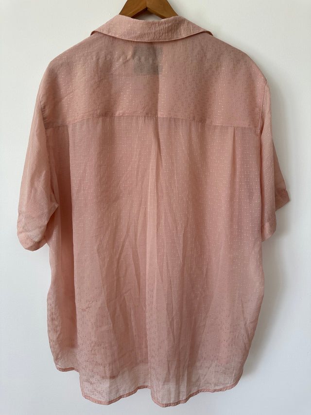 BLANCA - SEMI SHEER S/S SHIRT - ONE SIZE - SOFT PINK-Shirts-UPTOWN VINTAGE-UPTOWN LOCAL