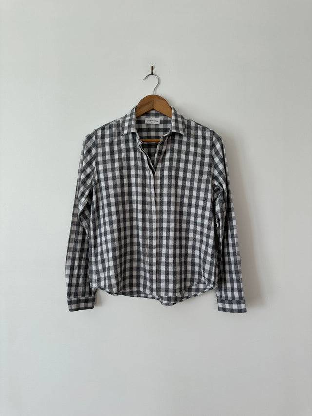VANISHING ELEPHANT - FLANNELETTE CHECK SHIRT - CHARCOAL / WHITE - 12-Shirts-UPTOWN VINTAGE-UPTOWN LOCAL