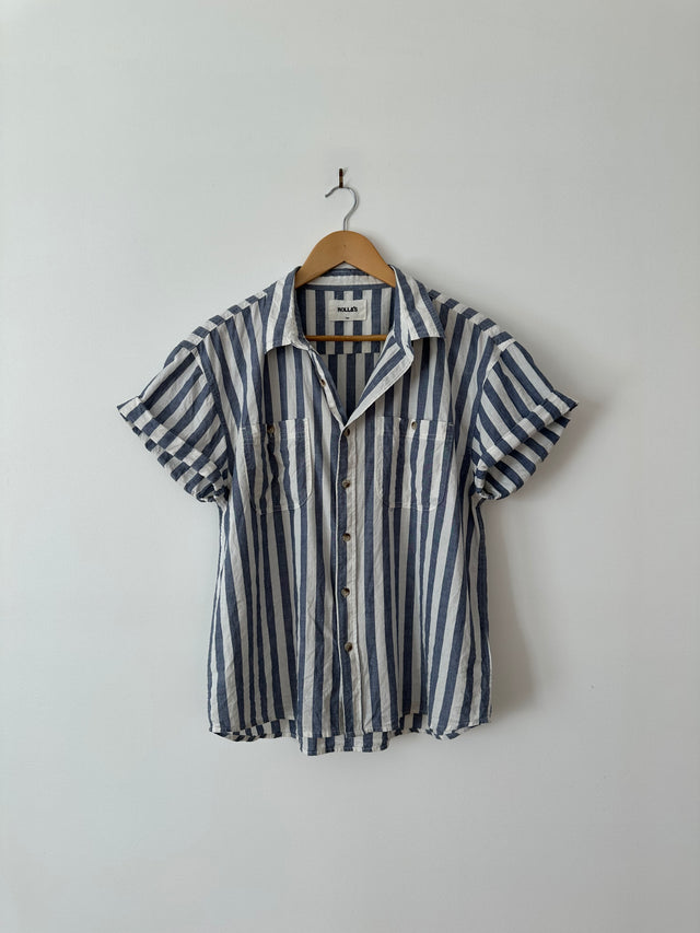 ROLLAS - SHORT SLEEVE STRIPE SHIRT - BLUE/WHITE - 10/M-Shirts-UPTOWN VINTAGE-UPTOWN LOCAL