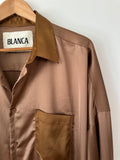 BLANCA - OVERSIZED SHIRT - CHOCOLATE - ONE SIZE-Shirts-UPTOWN VINTAGE-UPTOWN LOCAL