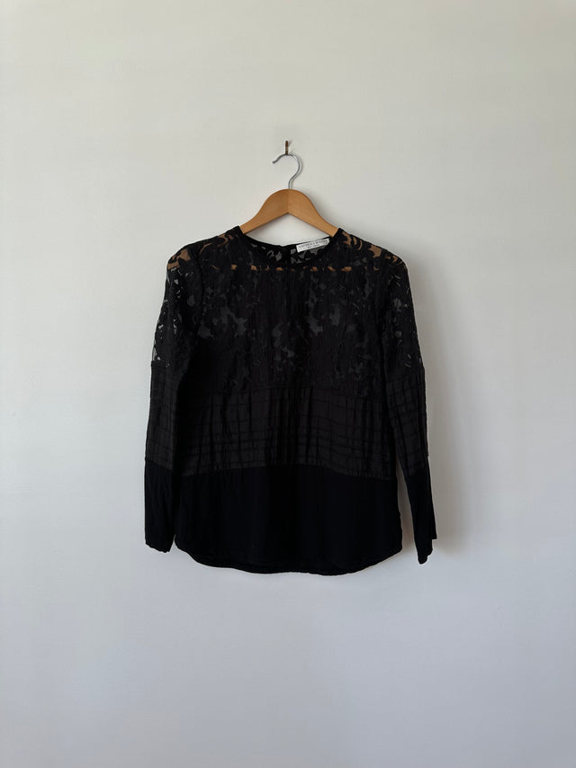 VIKTORIA & WOODS - LACE DETAILED TOP - BLACK - 2 / M-Shirts-UPTOWN VINTAGE-UPTOWN LOCAL