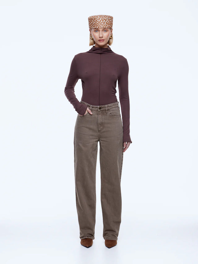 ENA PELLY - Letti Straight Leg Jean - Mushroom