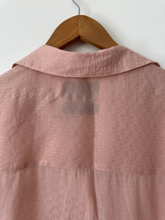 BLANCA - SEMI SHEER S/S SHIRT - ONE SIZE - SOFT PINK-Shirts-UPTOWN VINTAGE-UPTOWN LOCAL