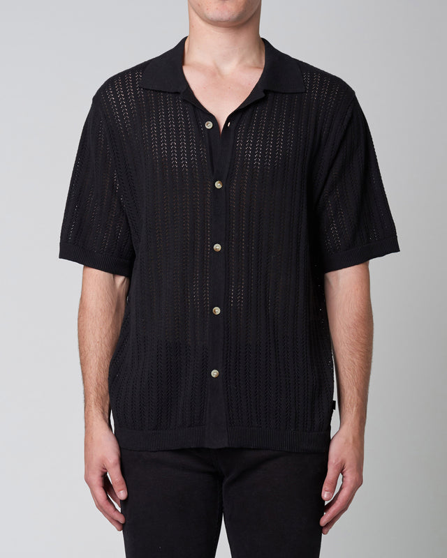 Bowler Knit Shirt - Black-Shirts-Rolla's-S-UPTOWN LOCAL