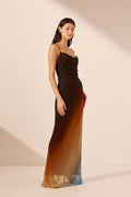 Ivana Lace Back Bias Maxi - Chocolate/Multi-Dresses-Shona Joy-6-UPTOWN LOCAL