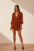 Atrani Lace Front Mini Dress Brick/Black-Dresses-Shona Joy-6-UPTOWN LOCAL