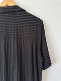 BLANCA - LINEN / RAYON PINSTRIPE SHIRT - BLACK - S/M-Shirts-UPTOWN VINTAGE-UPTOWN LOCAL