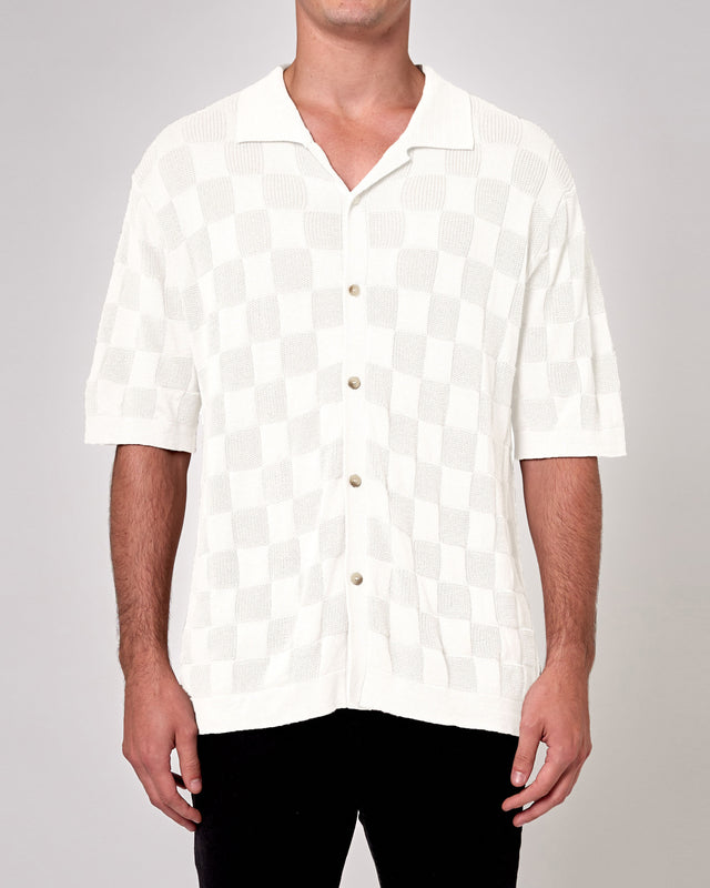 Checker Knit - Natural-Shirts-Rolla's-S-UPTOWN LOCAL