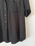 BLANCA - LINEN / RAYON PINSTRIPE SHIRT - BLACK - S/M-Shirts-UPTOWN VINTAGE-UPTOWN LOCAL