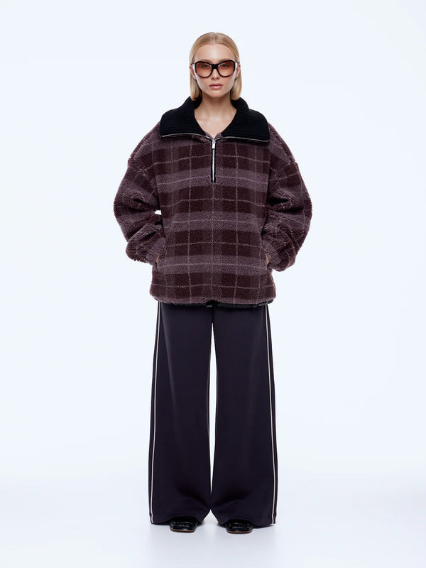 ENA PELLY - Winnie QTR Zip - Burgundy Check-Jackets-ENA PELLY-6-UPTOWN LOCAL